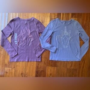 GAP KIDS girls L (10/12) Purple Ombre Sparkle Unicorn Long SleeveT-Shirt bundle